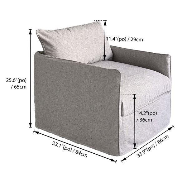 Patioflare Lanai Modular Outdoor Arm Club Chair, Grey