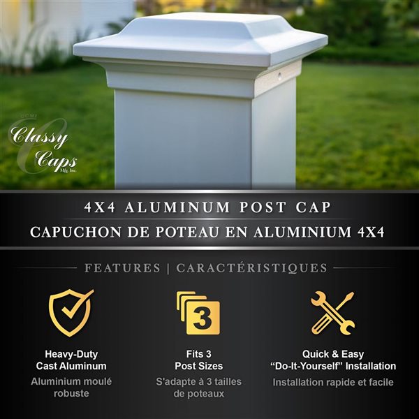 Classy Caps 4-Pack 4 x 4-in White Aluminum Post Cap