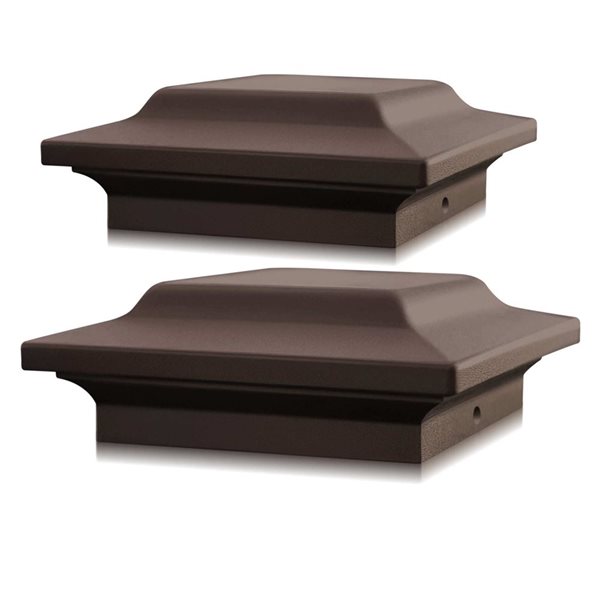 Snap Cap Rona Classy Caps 2-Pack 4 x 4-in Brown Aluminum Post Cap NSM44R2PK | RONA