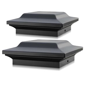 Paquet de 2 capuchons de poteau de clôture Classy Caps 4 x 4 po en aluminium noir