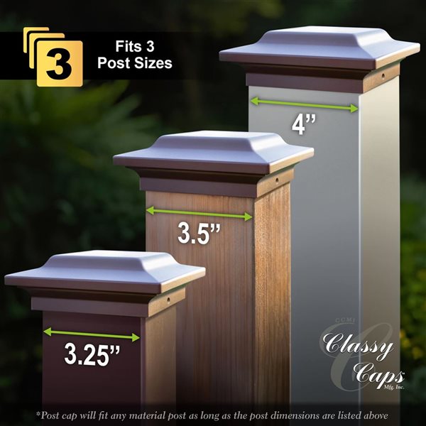 Classy Caps 4-Pack 4 x 4-in Brown Aluminum Post Cap
