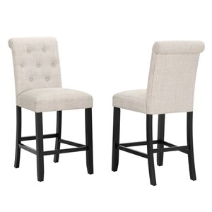 Duo de tabourets de comptoir Stella de Brassex à siège carré, beige