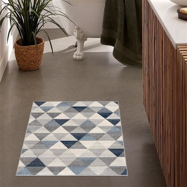 Rug Branch Modern Havana 2 W x 2-ft L Navy Triangles Square Indoor Doormat Rug