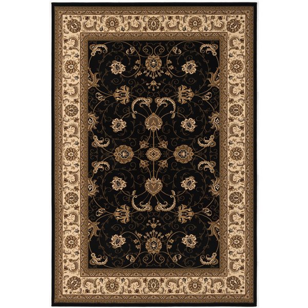Rug Branch Traditional Majestic 3 W x 4-ft L Black and Beige Rectangular Indoor Doormat Rug