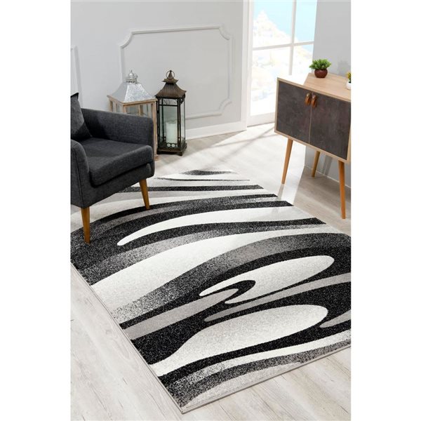 Rug Branch Modern Montage 2 W x 3-ft L Grey Rectangular Curves Indoor Doormat Rug