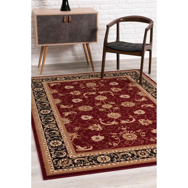 Rug Branch Traditional Majestic 2 W x 3-ft L Red and Black Rectangular Indoor Doormat Rug