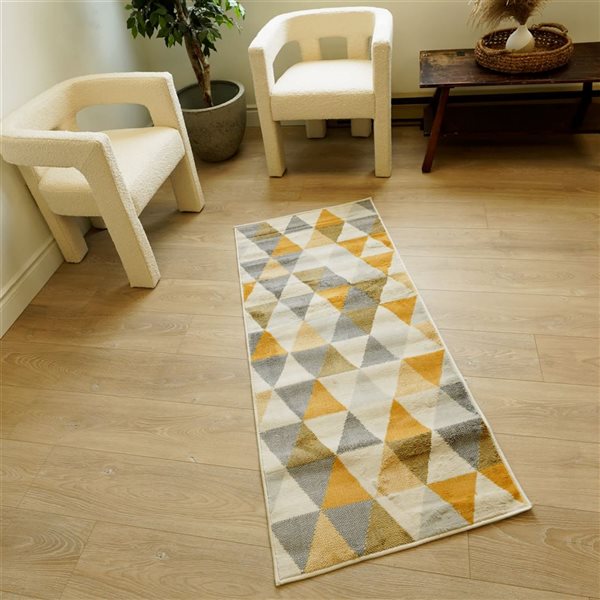 Rug Branch Modern Savannah 2 W x 9-ft L Yellow Rectangular Indoor Runner Rug