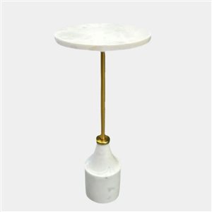 Plata Import Mercury Side Table in Faux Marble and Gold 22 x 10 in