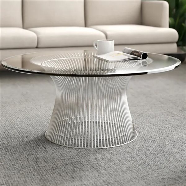 Plata Import Coco Coffee Table 32 in - Glass and Chrome