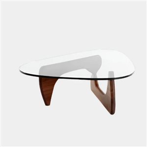 Table basse Noguchi Plata Import avec dessus en verre, 16 po h. x 41 po l. x 26 po p.