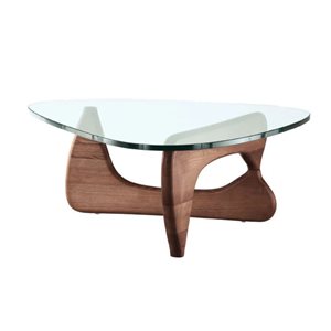 Plata Import Noguchi Coffee Table with Glass Top 16 in H x 49.5 in W x 36 in D