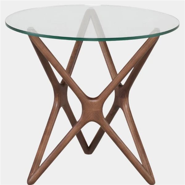 Plata Import Star End Table in Glass and Wood 20.5 x 21 x 21 in