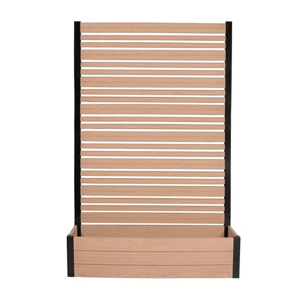 Enclo Privacy Screens Florence 6-ft WoodTek Cedar Vinyl Freestanding Privacy Screen with Planter Box