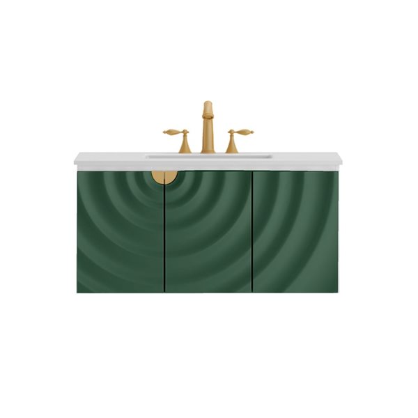 Woodbridge 22-in Green Single Sink Bathroom Vanity with White Ceramic Top