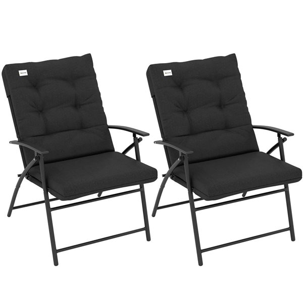 Outsunny 2-Piece Folding Chair Set - Black