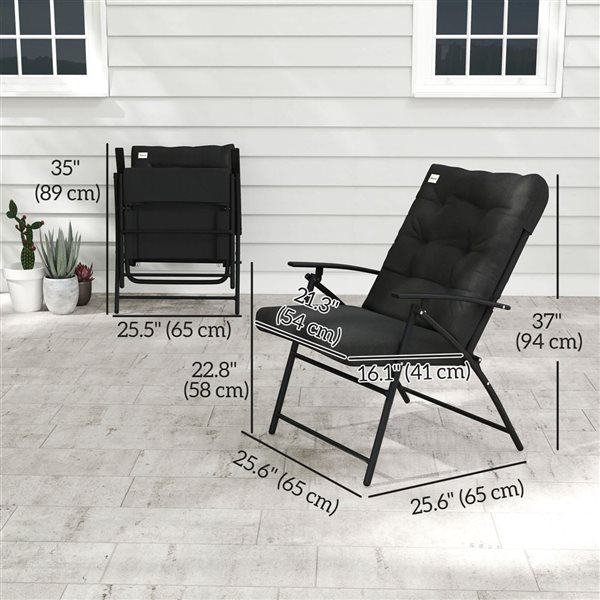 Outsunny 2-Piece Folding Chair Set - Black