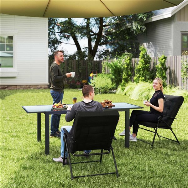 Outsunny 2-Piece Folding Chair Set - Black