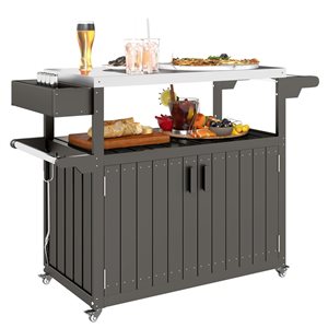 Îlot de cuisine et chariot de bar extérieur Outsunny avec table de service