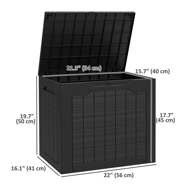 Outsunny 28-Gallon Resin Outdoor Storage Deck Box with Handles - Black