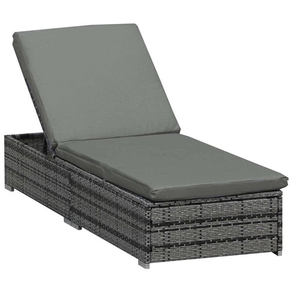 Outsunny Wicker Outdoor Lounge Chair with Reclining Back - Mixed Grey