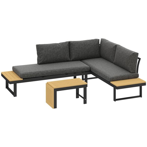 Patio Set Rona Outsunny 3-Piece Sectional Patio Furniture Set with 2 Loveseats 84G ...