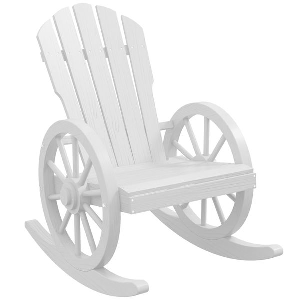 Outsunny Patio Wooden Adirondack Rocking Chair - White 84A-126V00WT | RONA