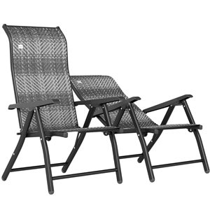 Duo de chaises pliables d'extérieur Outsunny en osier, nuance de gris