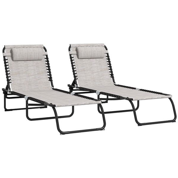 Outsunny 2-Piece Folding Lounge Chair Set - Cream White