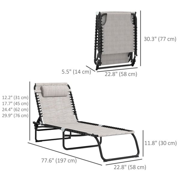 Outsunny 2-Piece Folding Lounge Chair Set - Cream White