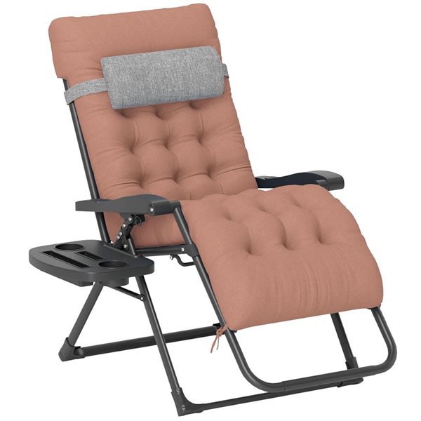 Outsunny Padded Zero Gravity Chair - Khaki