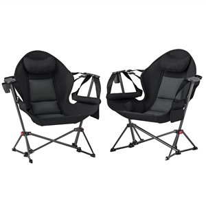 Duo de chaises de camping hamac Outsunny à dossier réglable, noir