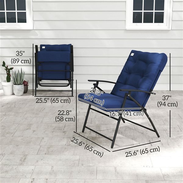 Outsunny 2-Piece Folding Chair Set - Blue