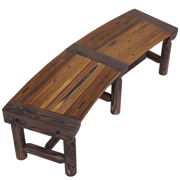 Outsunny Wooden Outdoor Bench with Wrap Around Tree Bench - Brown