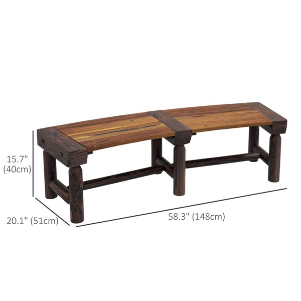 Outsunny Wooden Outdoor Bench with Wrap Around Tree Bench - Brown