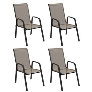 Outsunny 4 Patio Dining Chair set with Armrests for Garden - Grey