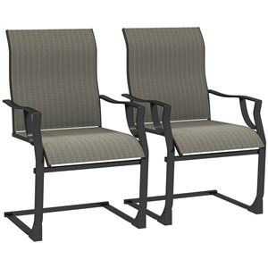Outsunny 2 C-Spring Motion Patio Chair Set - Grey