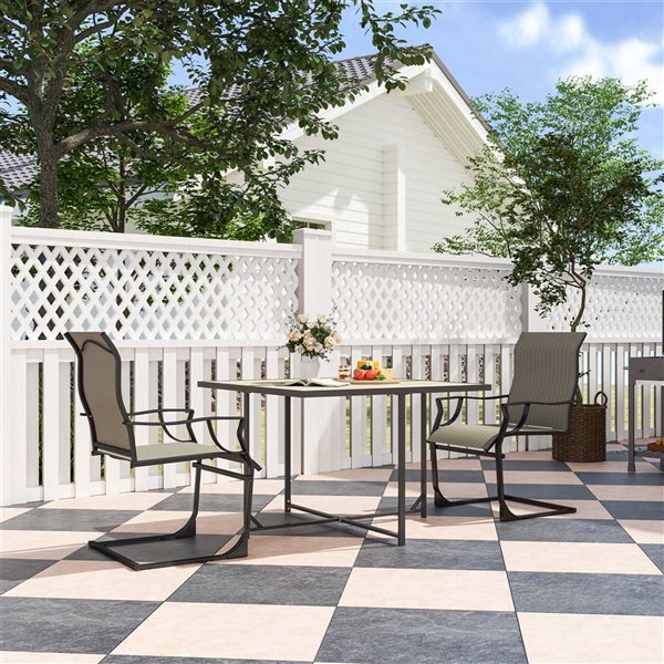 Outsunny C-Spring Motion Patio Chair Set Grey 84G-660V00GY RONA