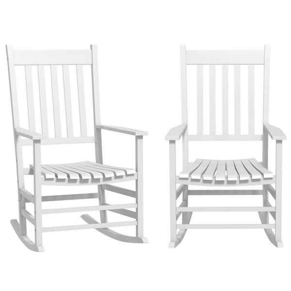 Outsunny 2 Patio Rocking Chairs w/ Slatted Seat - White 84G-339V00WT | RONA