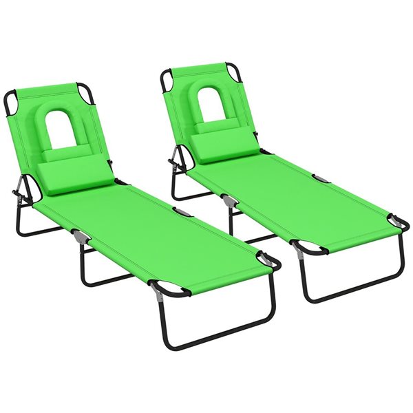 Outsunny Adjustable Garden Sun Lounger - Green