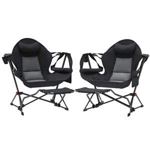 Duo de chaises de camping hamac Outsunny avec dossier réglable, noir