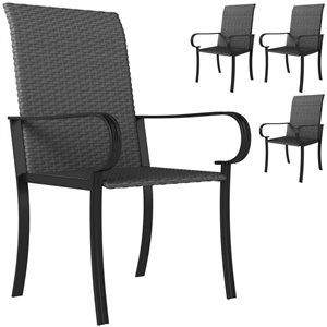 Jeu de 4 chaises de salle à manger Outsunny en osier PE pour l'extérieur, noir
