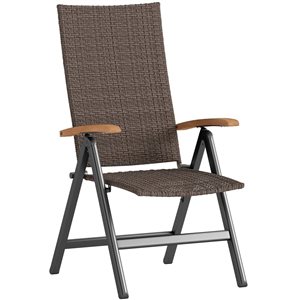Outsunny Outdoor Folding Dining Chair with Armrest Backrest - Brown