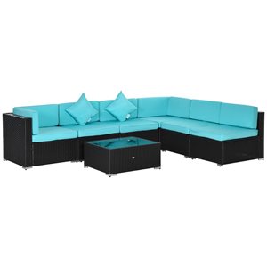 Ensemble de canapé modulaire en osier de jardin Outsunny, café foncé