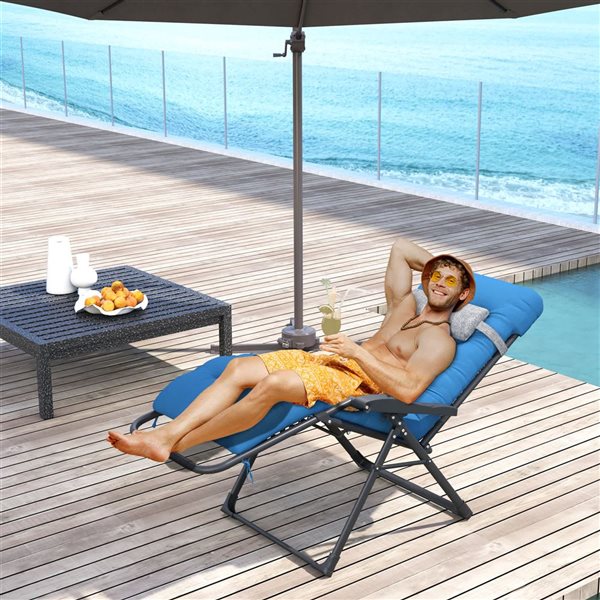 Outsunny Padded Zero Gravity Chair Navy Blue 84B-803V00NU RONA