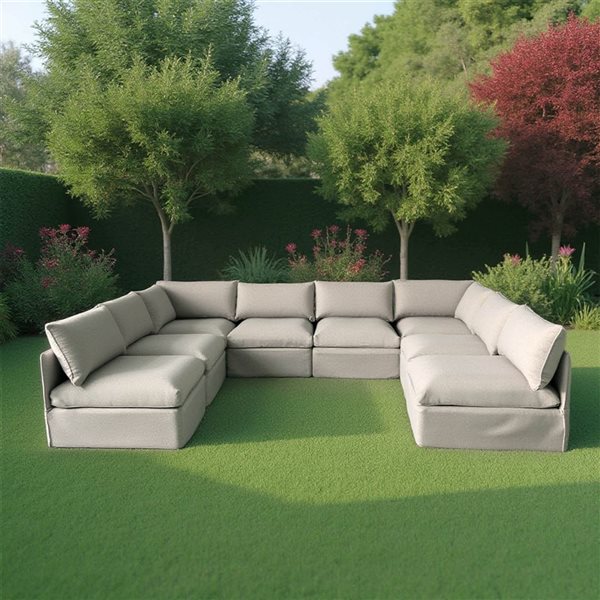 Patioflare Lanai U-Shape Modular Patio Sofa Set, Grey