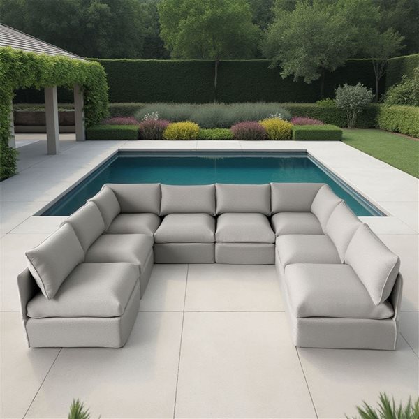 Patioflare Lanai U-Shape Modular Patio Sofa Set, Grey
