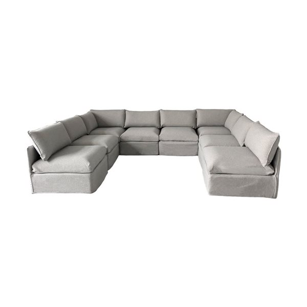 Patioflare Lanai U-Shape Modular Patio Sofa Set, Grey