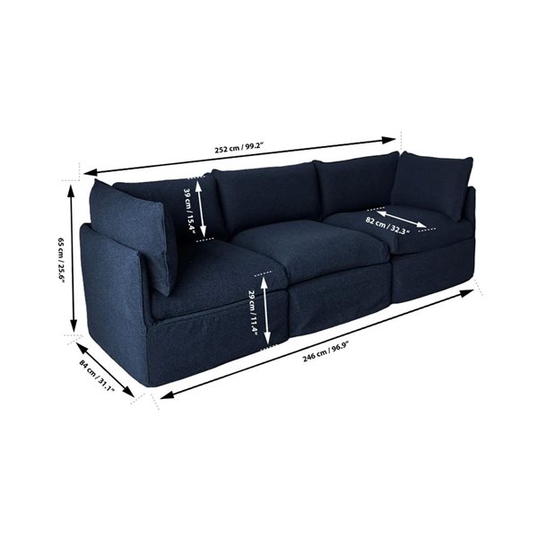 Ensemble modulaire de patio 3 places Flexiform par Patio Flare bleu