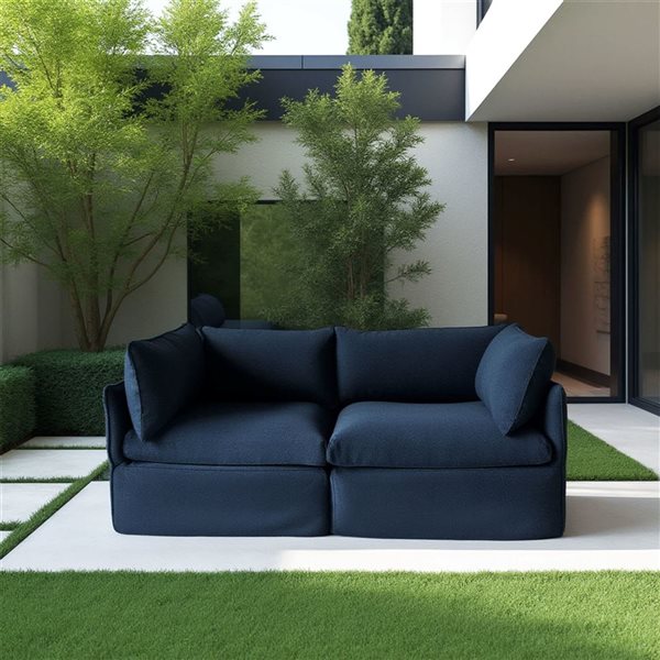 Patioflare Lanai Modular Love Seat Patio Sofa Set, Blue