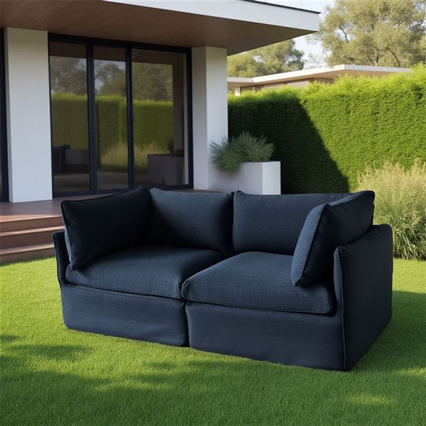 Patioflare Lanai Modular Love Seat Patio Sofa Set, Blue
